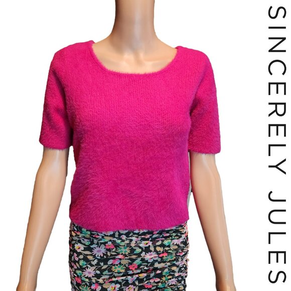 Sincerely Jules Short Sleeve Sweater NWOT Pink Large - Picture 1 of 8